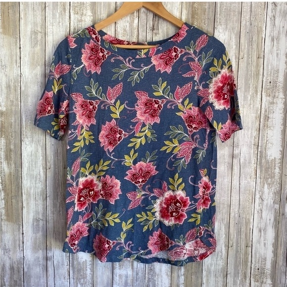 LOFT Tops - Loft Floral Denim Style Blouse